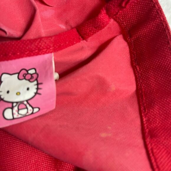 Hello Kitty Sanrio red fabric tote with white polka dots and black prints - Picture 11 of 13